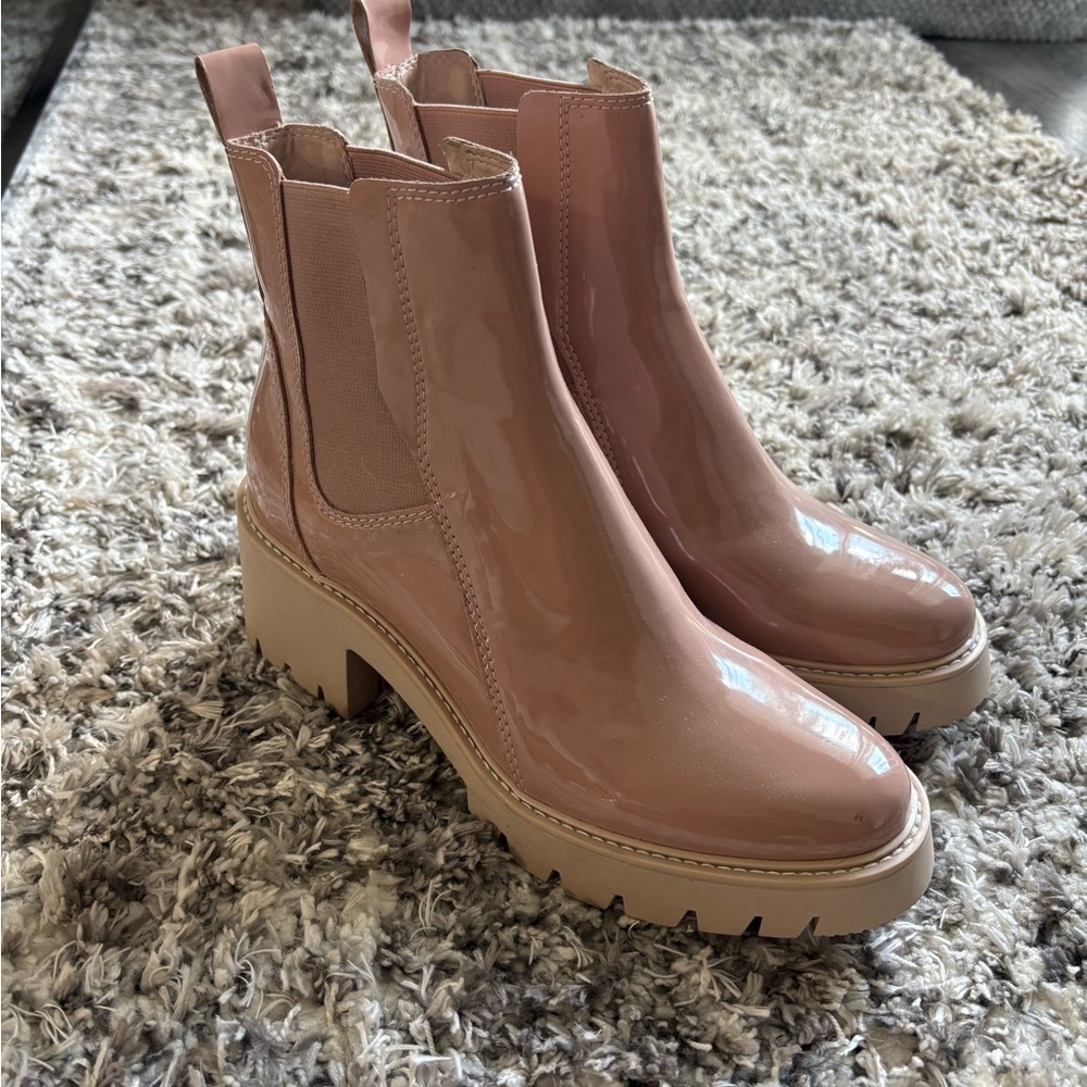 NEW Women's Dolce Vita Nude Patent Leather Ankle Boots - Sz. 9!